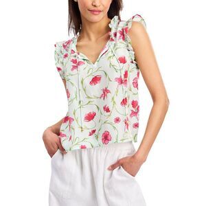 Roller Rabbit Womens  Greta Floral Swirl Steffie Silk Top